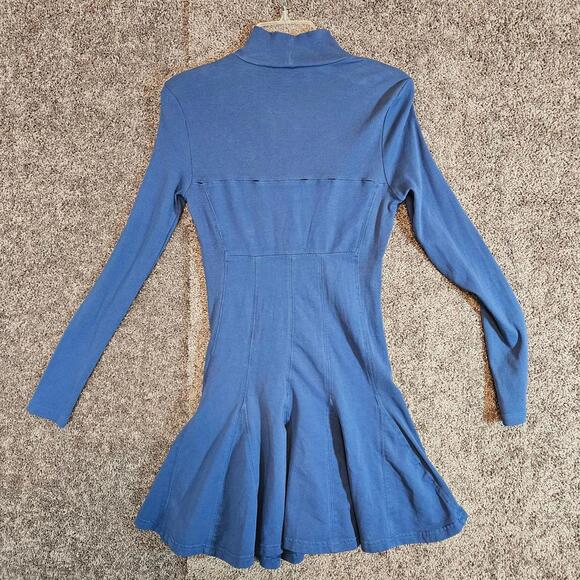 Women's Anthropologie blue fit and flare midi ribbed dress. Small. NWT - Picture 2 of 5